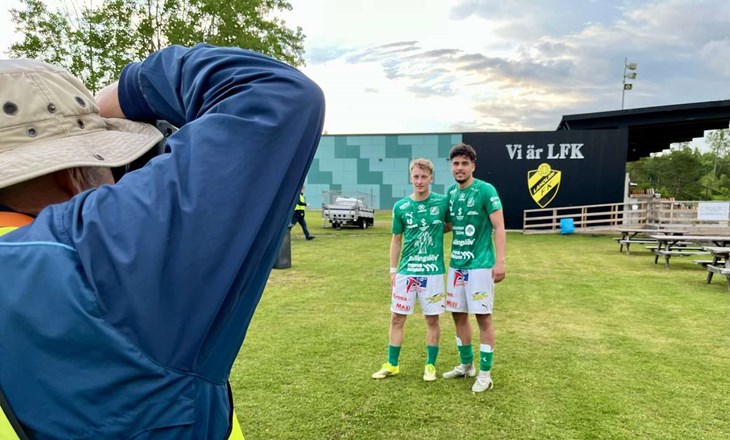Hässleholms målskyttar fotas av Norra Skånes utsända fotograf. Foto: Johan Jönsson