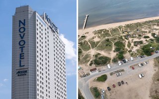 Hotelljätte bakom bygget i Mellbystrand