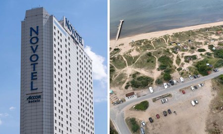 Hotelljätte bakom bygget i Mellbystrand