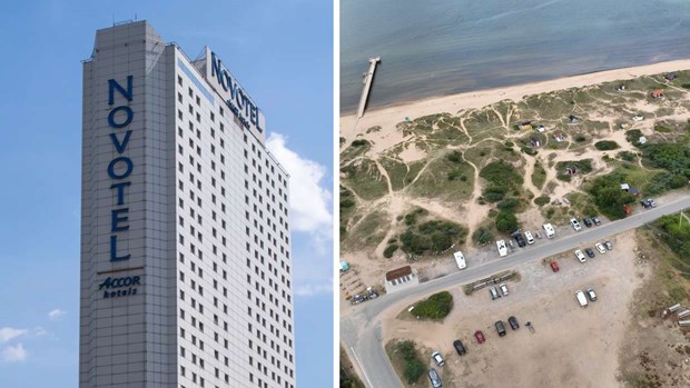 Hotelljätte bakom bygget i Mellbystrand Hotelljätte bakom bygget i Mellbystrand