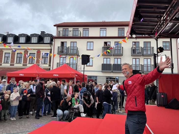 Rickard Sjöberg råkade säga en groda som roade publiken. Foto: Marlene Petersson. 
