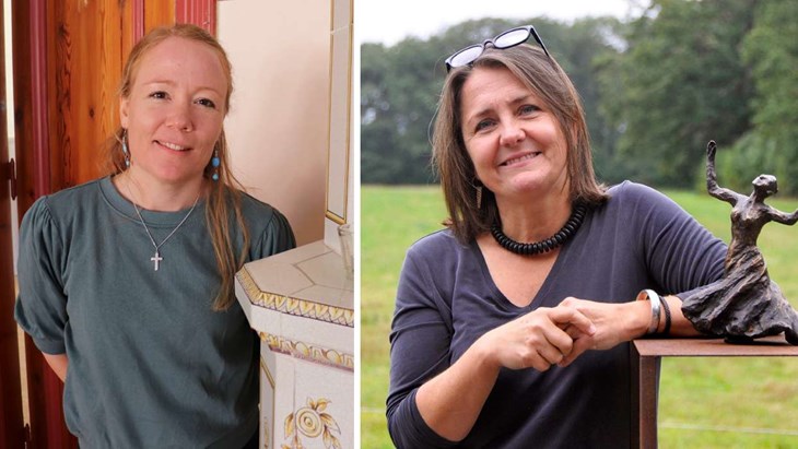 Sara Linnarsson och Sussanne Snoeck. Foto: Rickard Gustafsson och pressbild Laholms Konstmånad